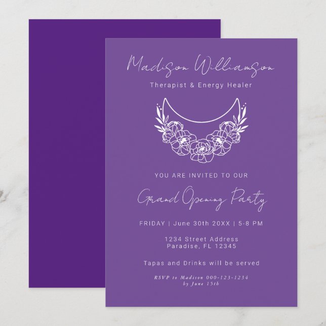 Convites Esoteric Psychic Modern Moon Business Event (Frente/Verso)