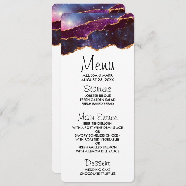 Convites Espaço Azul e Roxo e estrelas Agitação moderna (Frente/Verso)