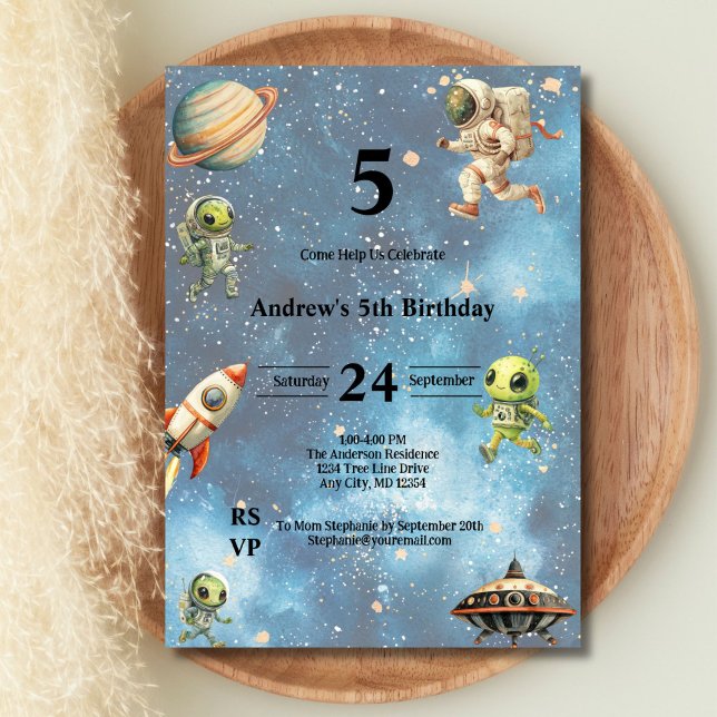 Convites Espaço Crianças Alienígenas Astronauta Planetas Me (Boys Birthday Invite, Space Kids, Aliens, Astronauts, Planets, Rockets Spaceship. Printed or Digital)