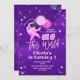 Convites Espaço de Planeta Rosa Fora deste Aniversário do M