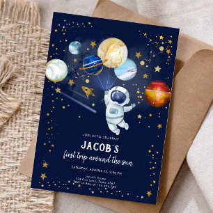 Convites Espaço Exterior Astronauta Planeta Galáxia Anivers