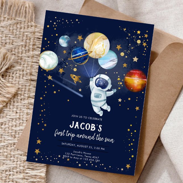 Convites Espaço Exterior Astronauta Planeta Galáxia Anivers (Criador carregado)