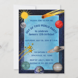 Convites Espaço Exterior de Aniversário Editável