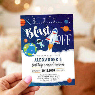 Convites Espaço Exterior Primeira Volta ao Sol 1º Aniversár