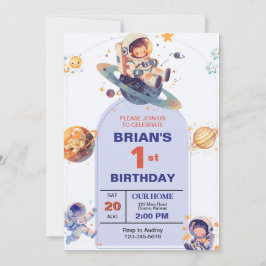 Convites Espaço Exterior Primeiro Aniversário