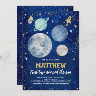 Convites Espaço Exterior Primeiro Aniversário