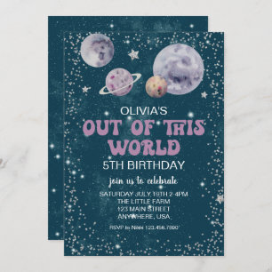 Convites Espaço Fora deste Aniversário dos Planetas do Mund