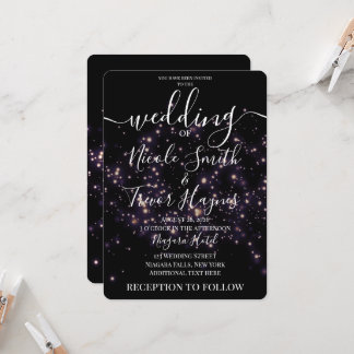 Convites Espaço Personalizado Brilho em Preto Casamento