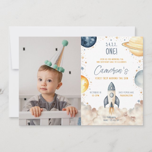 Convites Espaço Primeira Viagem Em Torno Da Festa de aniver (Frente)