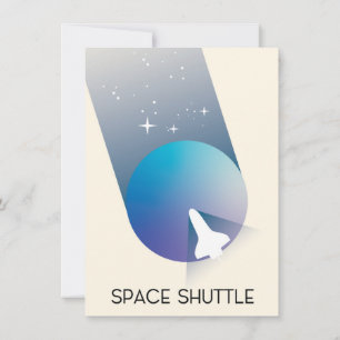 Convites Espaço Shuttle Vintage estilo arte espacial.