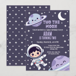 Convites Espaço Sideral Dois A Lua Festa de Aniversário de