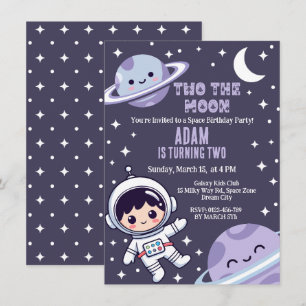 Convites Espaço Sideral Dois A Lua Festa de Aniversário de