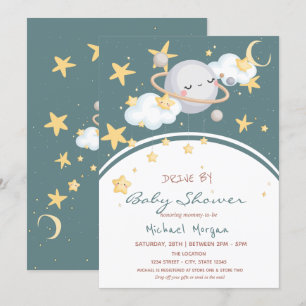 Convites  Espaços Estrelas Nuvens Planeta Por Chá de fral