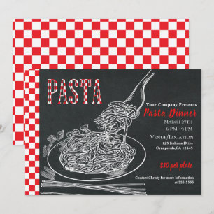 Convites Espaguete Massa Rústica Giz Evento Jantar Festa