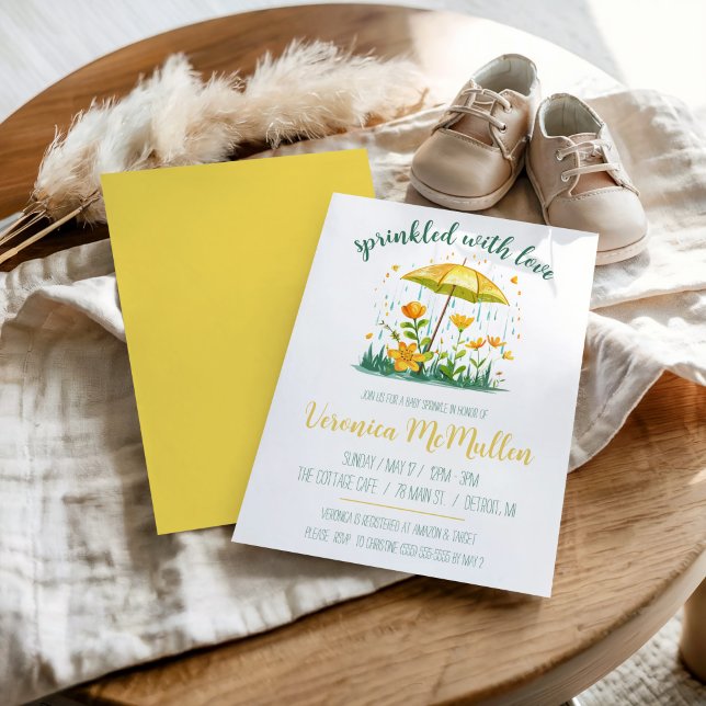 Convites Espalhe com Amor!  Guarda-Chuva Amarelo Baby Sprin (Criador carregado)