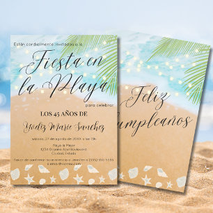 Convites Espanha Chic Beach Sand Shore 45th Festa de aniver
