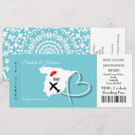 Convites Espanha de Destino de Casamento de Passagem de Bil