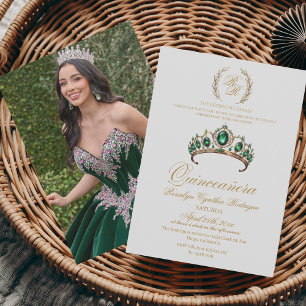 Convites Espanha Quinceanera Dourada Tiara 15 Aniversário