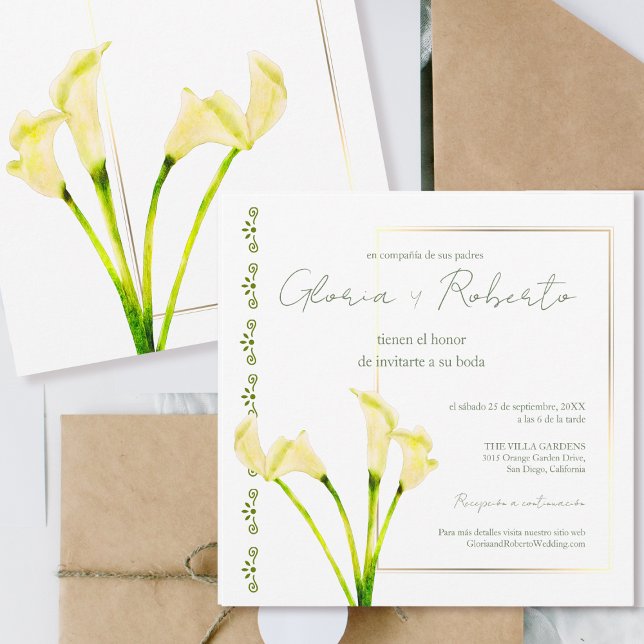 Convites Espanhol, Alcatrases pelo Casamento Minimalista (Criador carregado)