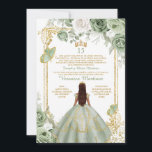 Convites Espanhol Dourado 15 Años Sage Princesa Verde Anive<br><div class="desc">EDITABLE Espanhol Dourado 15 Años Sage Green Princess Aniversário Convite Elegante Ivory & Sage Green Floral Quinceanera Aniversário Mis Quince 15 Anos,  16 Anos Aniversário</div>