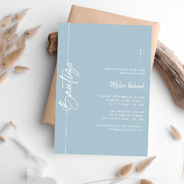 Convites Espanhol Dusty Blue invitaciones de bautizo Nino