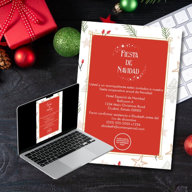 Convites Espanhol Fiesta de Navidad no Natal Corporativo (Criador carregado)