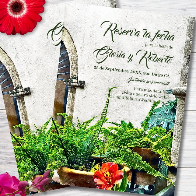 Convites Espanhol, Hacienda Patio Casamento Mexicano (Criador carregado)