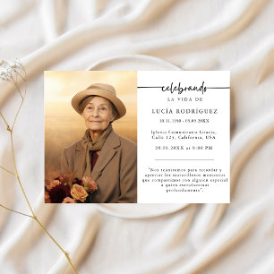 Convites Espanhol - Palavra Funeral Celebrando Foto Memoria