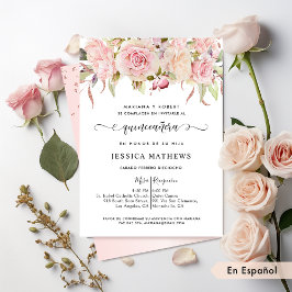 Convites Espanhol, Rosa, Esbranquiçado, Quinceañera Rosa Do