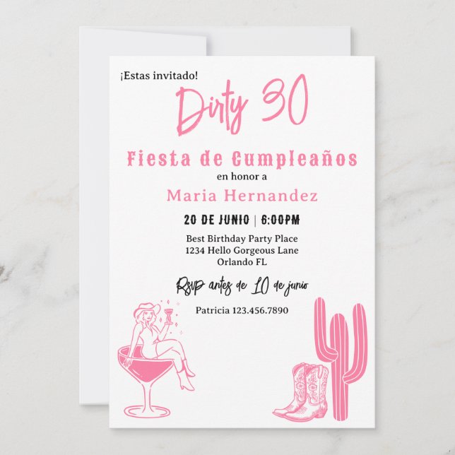 Convites Espanhol Sujo 30 aniversário de 30 anos de Fiesta  (Frente)