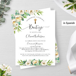 Convites Espanhol, Verde e Batismo Floral Branco
