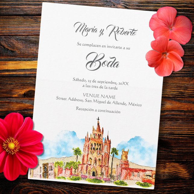 Convites Espanhol, Watercolor San Miguel de Allende Wedding (Criador carregado)