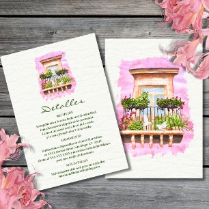 Convites Espanhol, Watercolor Town Balcony Casamento Mexica