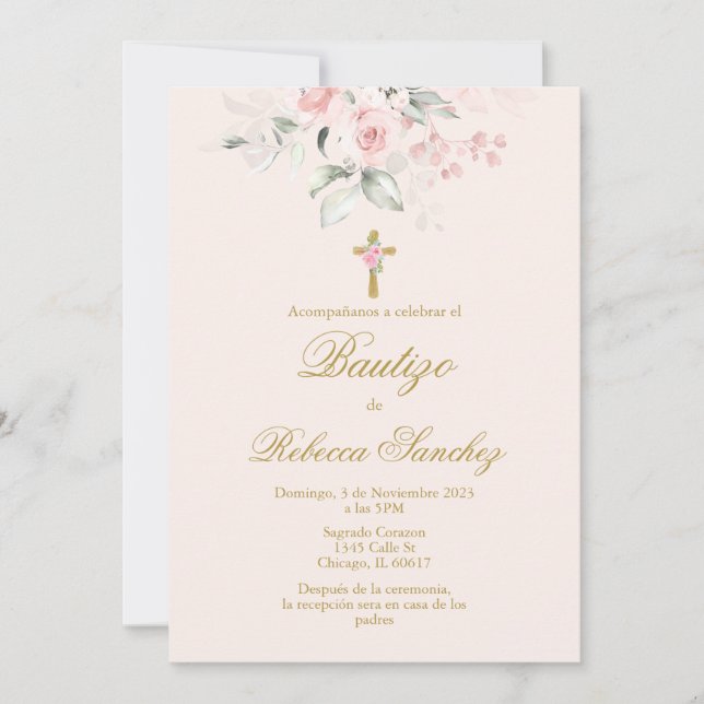 Convites Espanhola de Batismo (Frente)