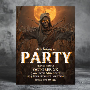 Convites Espantalho Assustador na Festa de Halloween Noturn