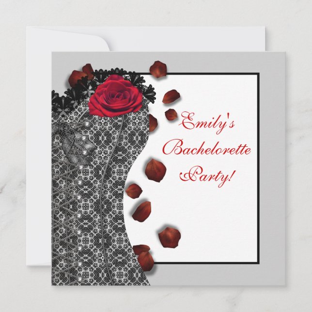 Convites Espartilho Preto de Renda Salto Alto Vermelho Fest (Frente)