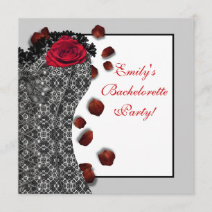 Convites Espartilho Preto de Renda Salto Alto Vermelho Fest