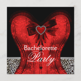 Convites Espartilho Vermelho de Damasco Festa de Solteira E