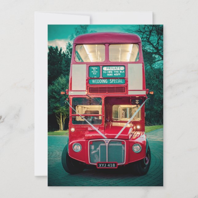 Convites Especial Casamento Ônibus Vermelho Londres (Frente)