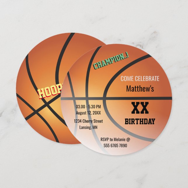 Convites Especial Super Orçamento de Basquete (Frente/Verso)