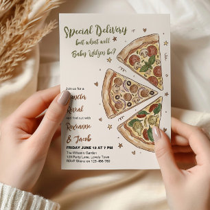 Convites Especialmente Entregue Pequena Fatia Pizza Revelaç