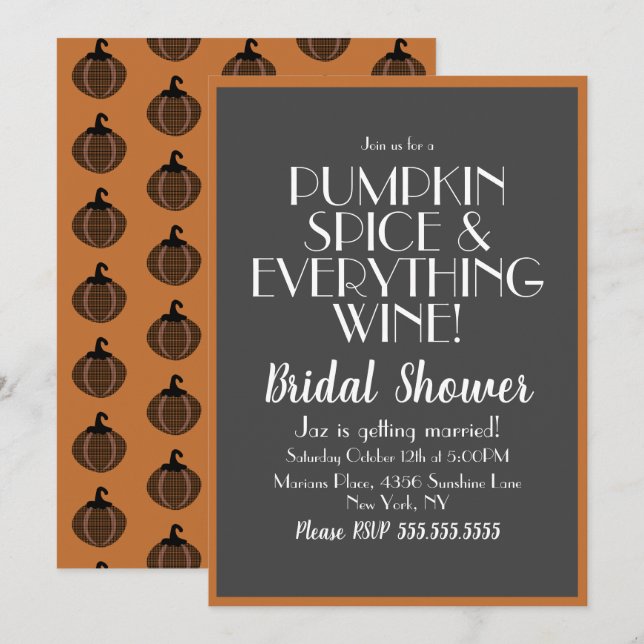 Convites Especiarias de abóbora e Chá de panela de vinho (Frente/Verso)