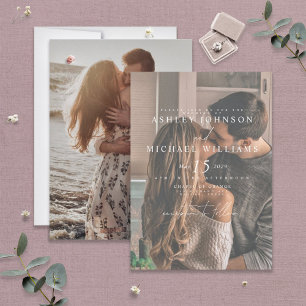 Convites Espelhamento de Vellum Branco Elegante 2 Foto