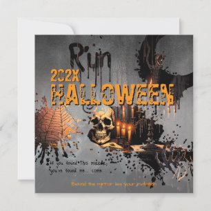 Convites Espelho Assombrado de Caveira Gótica Halloween