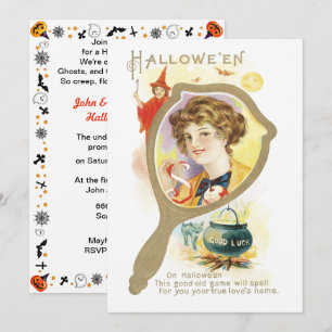 Convites Espelho da Boa Sorte Vintage Halloween
