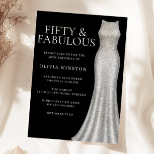 Convites Espelho Prateado Espelho Preto 50ª Festa de aniver