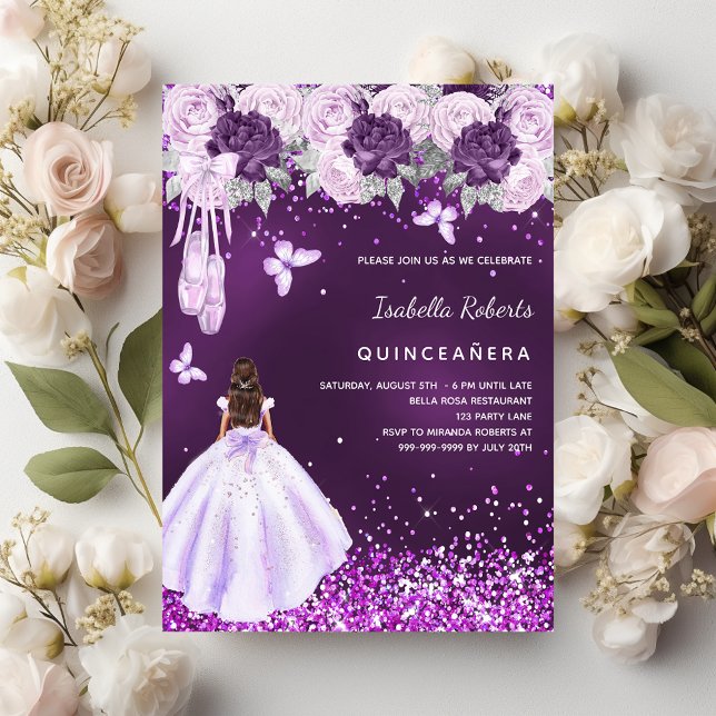 Convites Espelho roxo de Quinceanera (Criador carregado)
