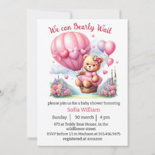 Convites espera cedo o chá da bebê baloneira do ursinho