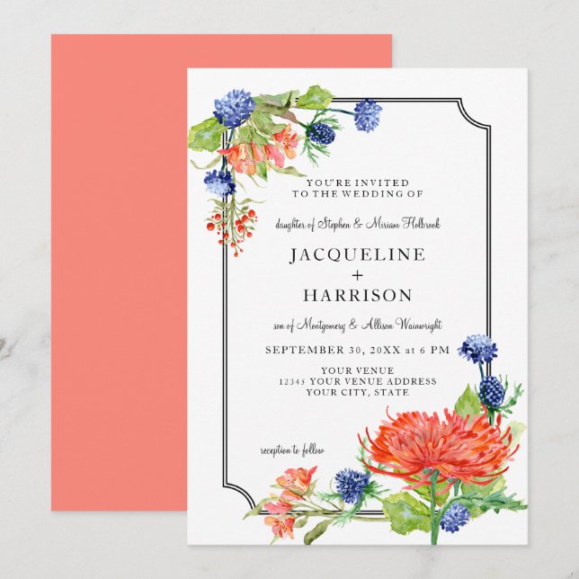 Convites Espessura Simples De Mãe De Coral De Água (Frente/Verso)