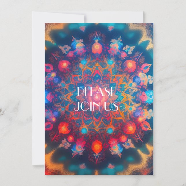 CONVITES ESPETACULAR FRACTAL HIPPIE (Frente)